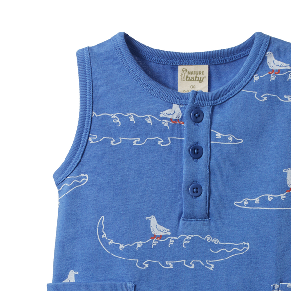 Nature Baby Camper Suit Curious Crocodile Reef Print in Multi