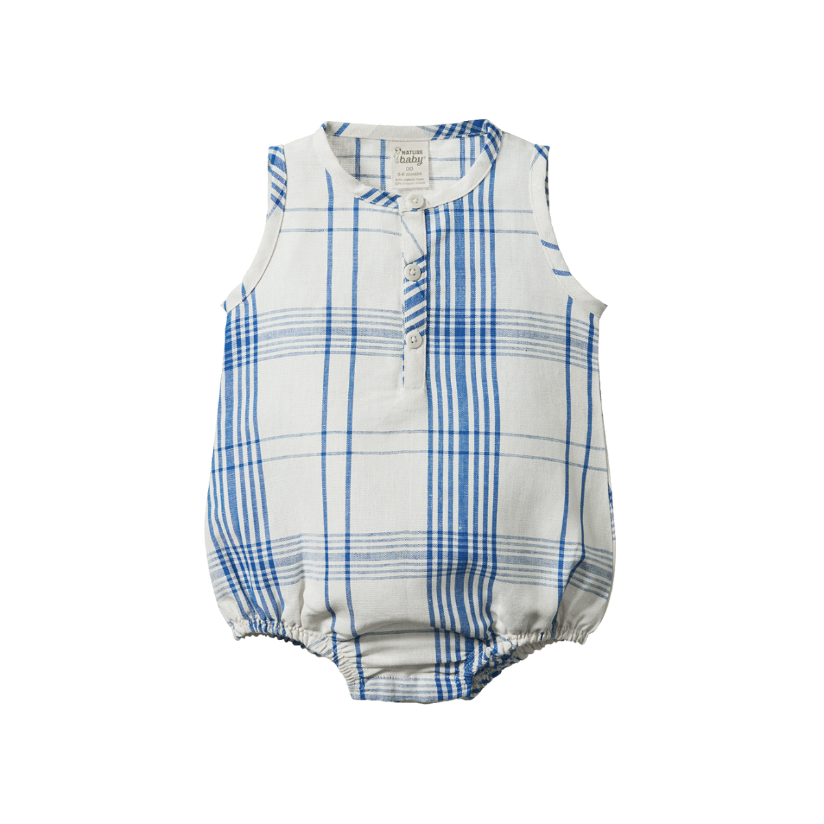 Nature Baby Clyde check cedar linen suit in blue