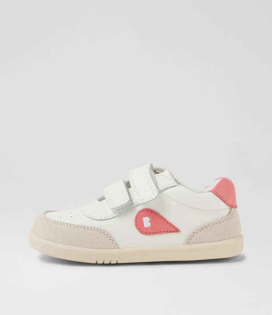 Bobux I walk champ white and coral