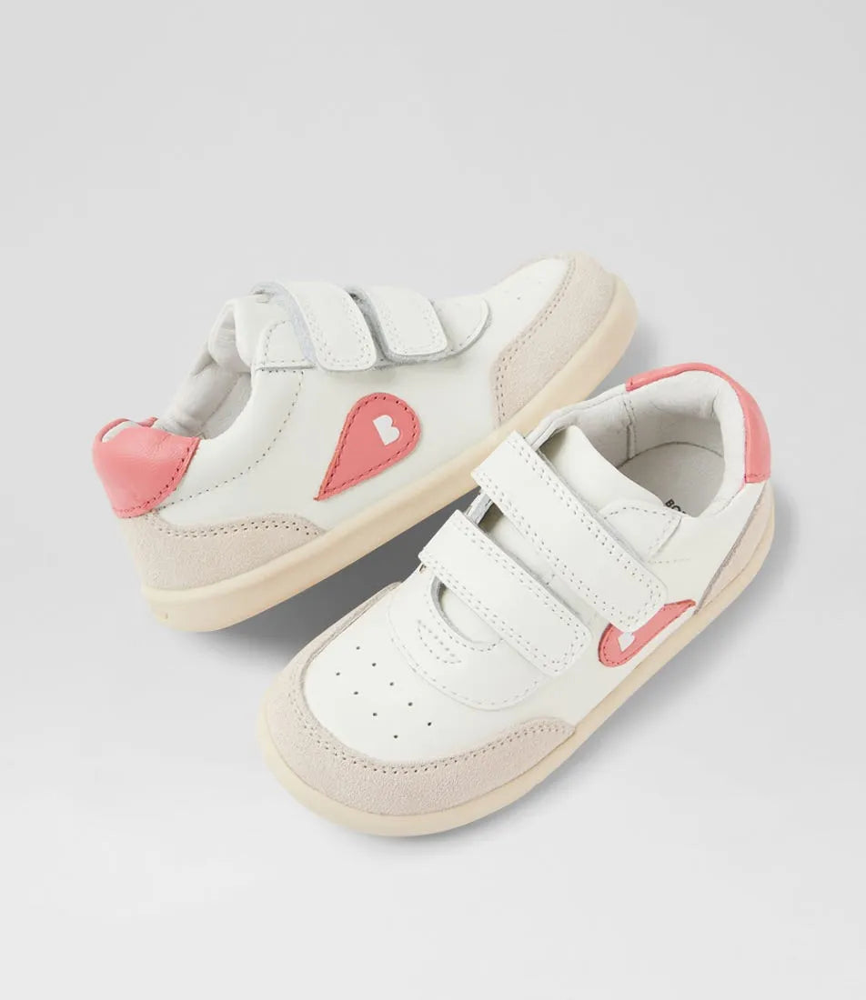 Bobux I walk champ white and coral
