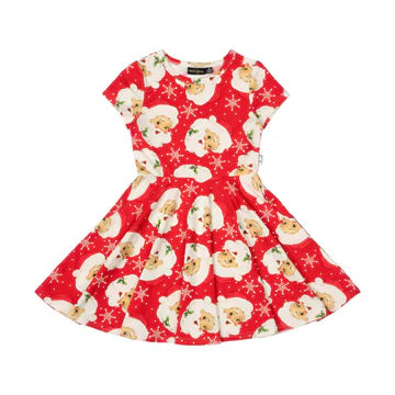 Rock Your Baby Retro Santa Waisted Dress Red in Multi