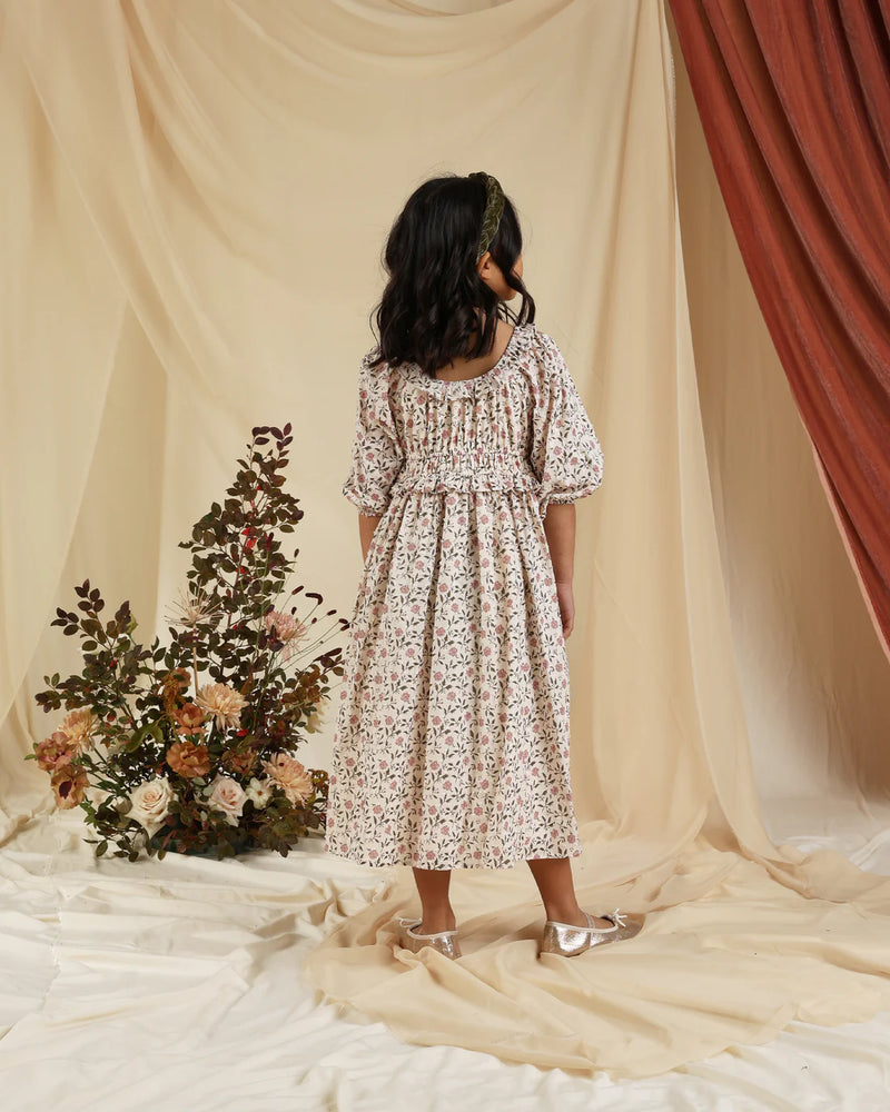 Noralee Junie Dress Poppy Bloom in Ecru