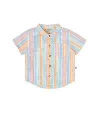Goldie & Ace Holiday Linen Shirt Pastel Stripe in Multi
