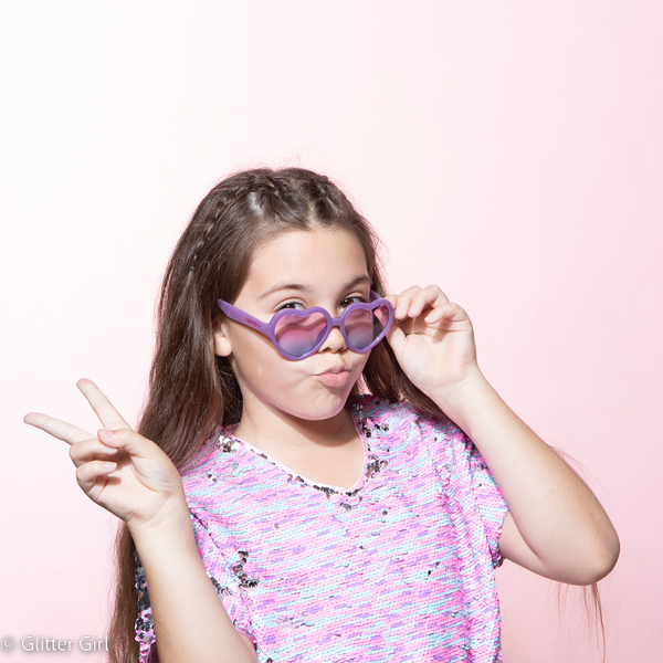Glitter Girl Sparkling Heart Kids Sunglasses