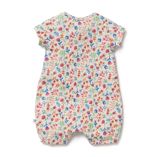 Wilson & Frenchy Crinkle Cotton Henley Playsuit - Tropical Garden print in Multi