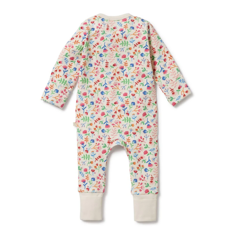 Wilson & Frenchy Organic Zipsuit with Feet - Tropical Garden print in Multi