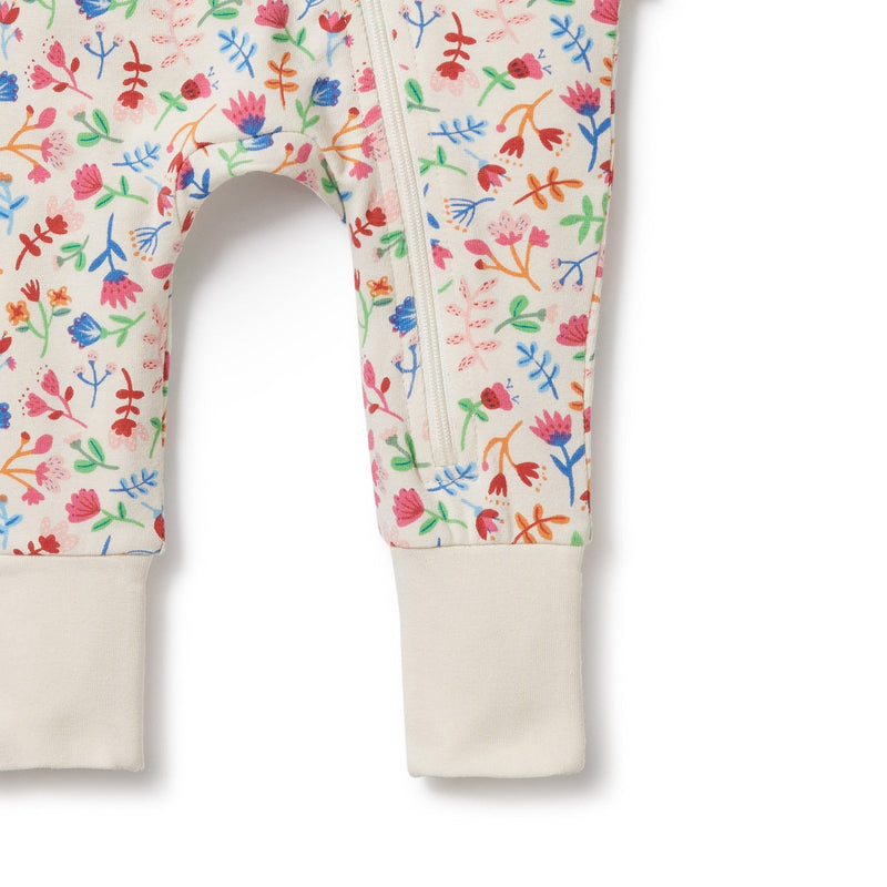 Wilson & Frenchy Organic Zipsuit with Feet - Tropical Garden print in Multi