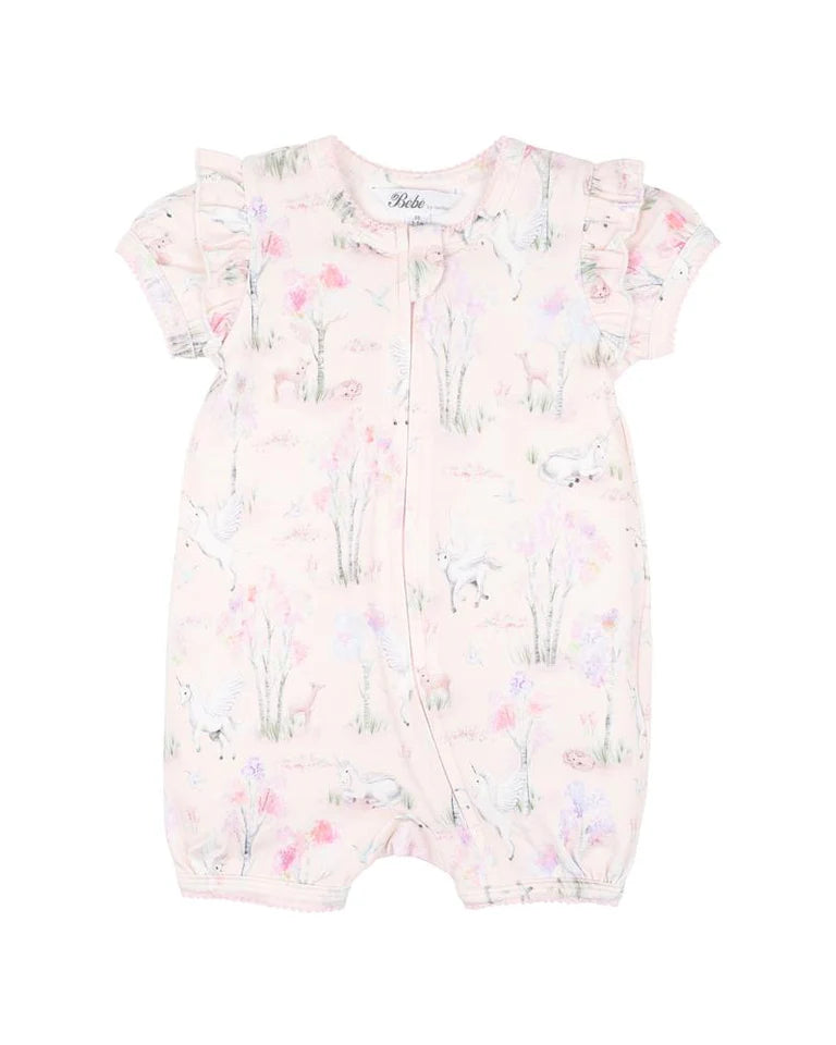 Bebe Florence Print SS Zip Romper Florence Print in Multi