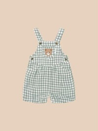 Huxbaby Huxbear Check Short Overall Sage/Almond Milk in Multi