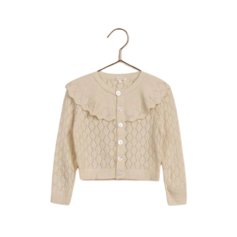 Noralee ruffle knit cardigan in cream