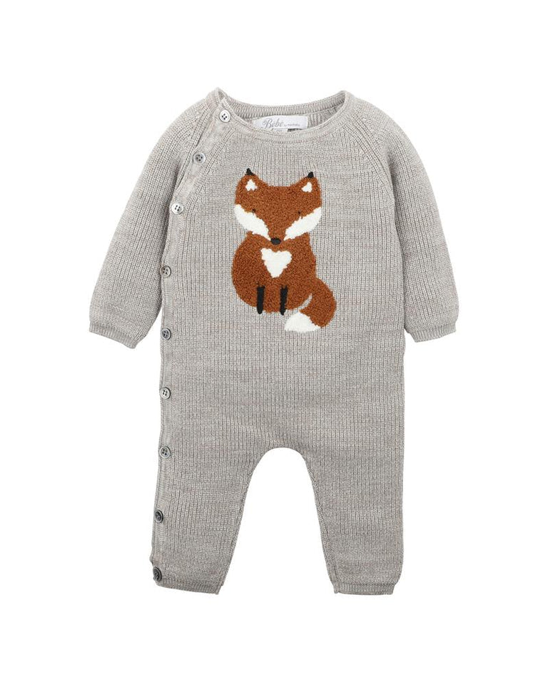 Bebe Eli fox knitted romper pebble marle in grey