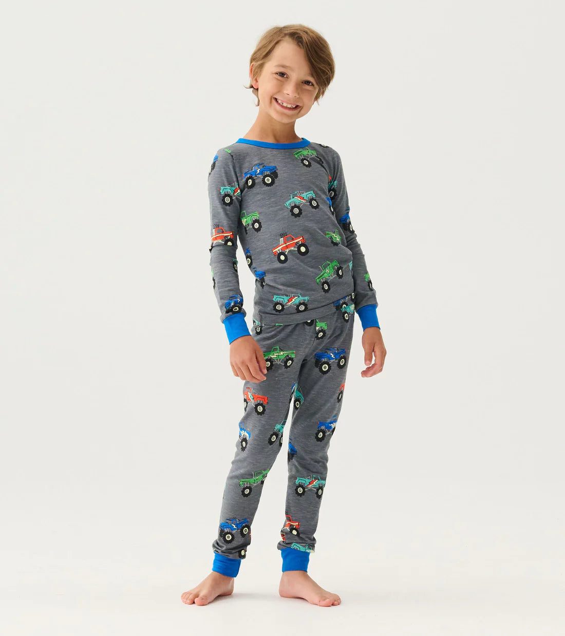 Hatley Monster trucks stretch cotton organic pajama set