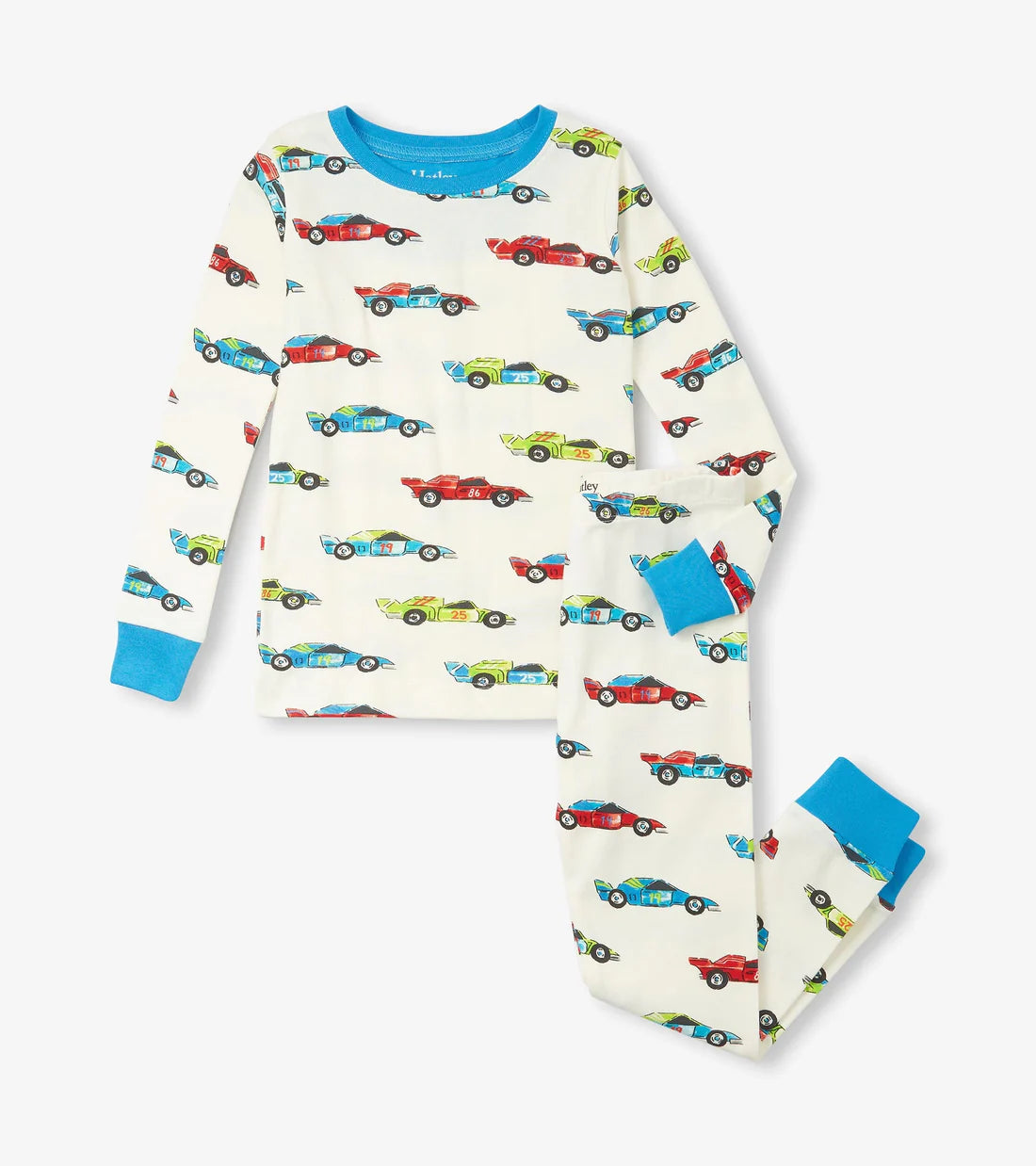 Hatley Monster water colour race cars organic cotton pyjama set