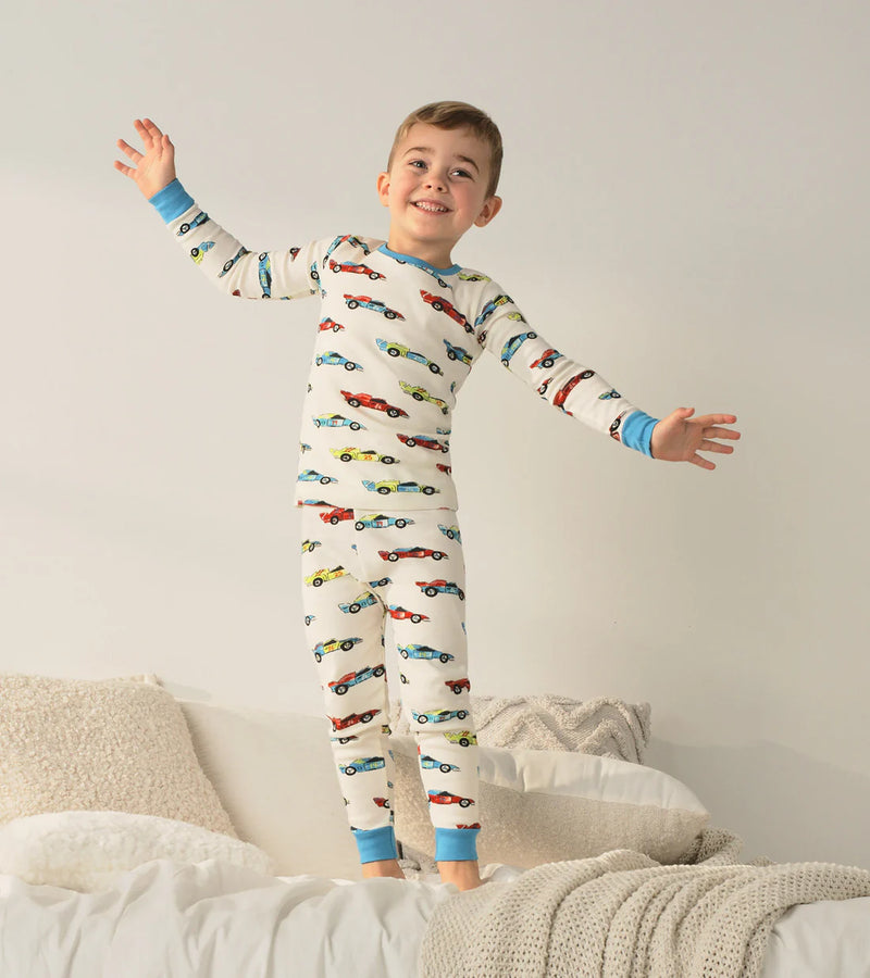 Hatley Monster water colour race cars organic cotton pyjama set