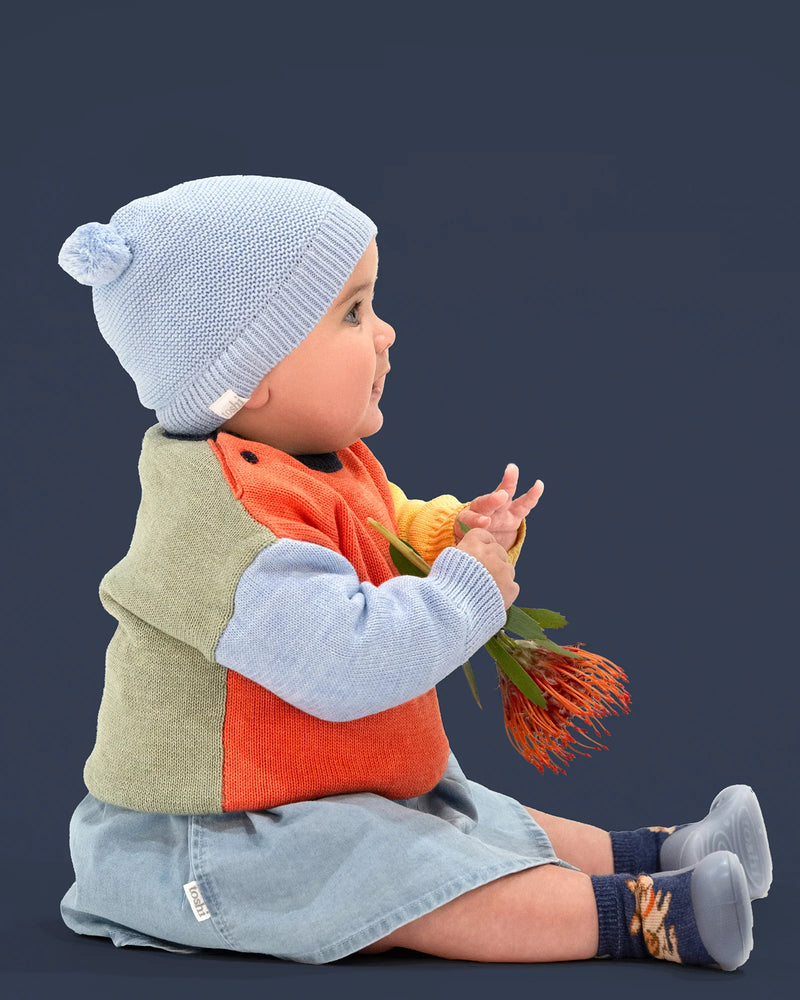 Toshi organic earmuff snowy bluebird in blue
