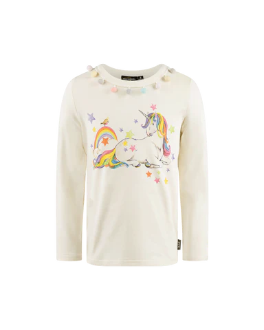 Rock your baby unicorn flags long sleeve Tee in cream