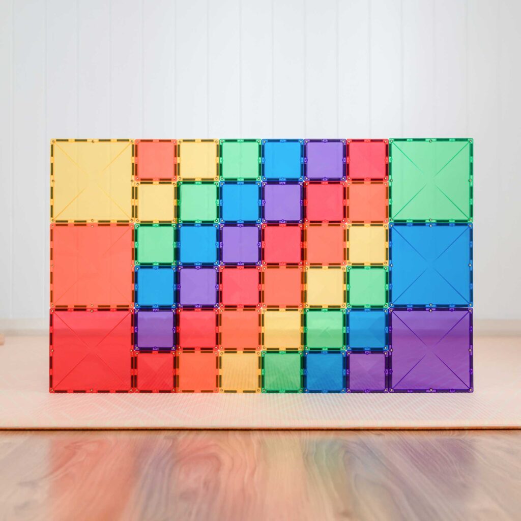 Connetix Magnetic Tiles - 42 Pc Rainbow Square Pack