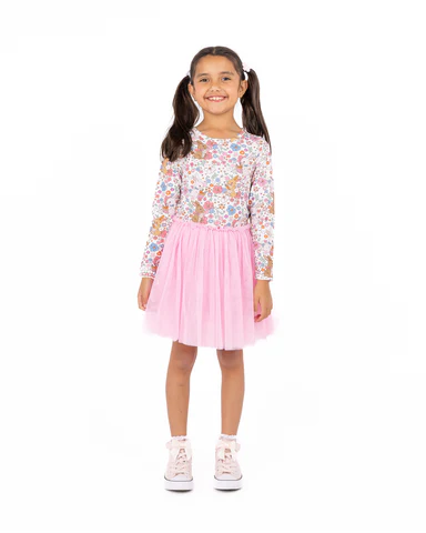 Rock Your Baby ditsy bunny long sleeve circus dress