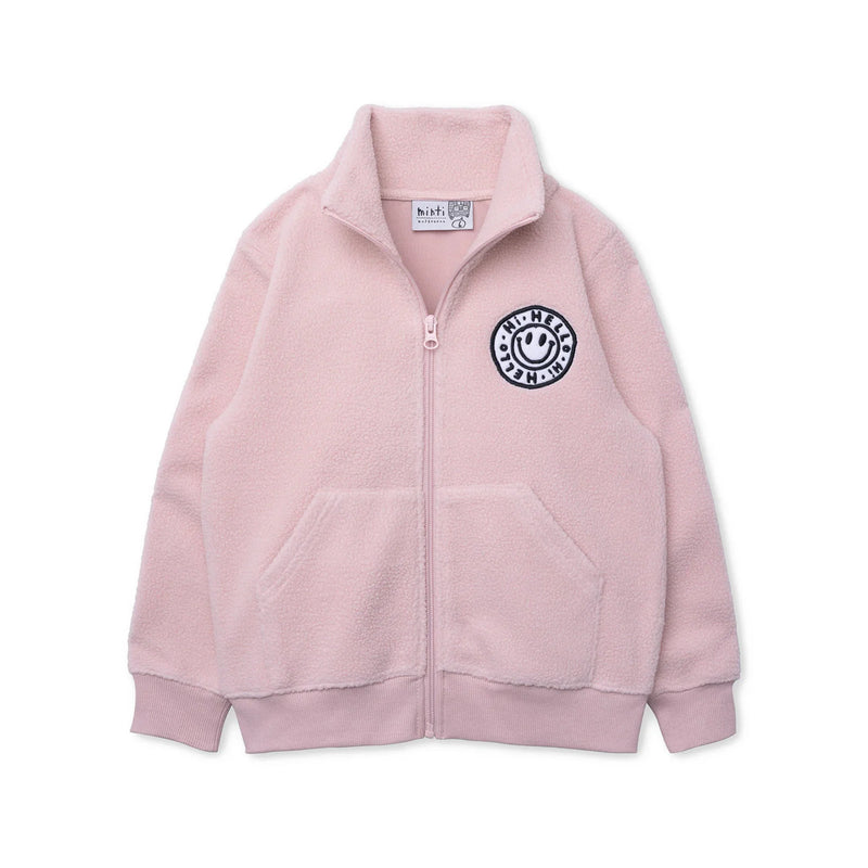 Minti happy teddy zip up in blush pink