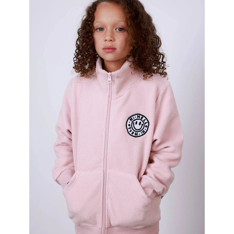 Minti happy teddy zip up in blush pink