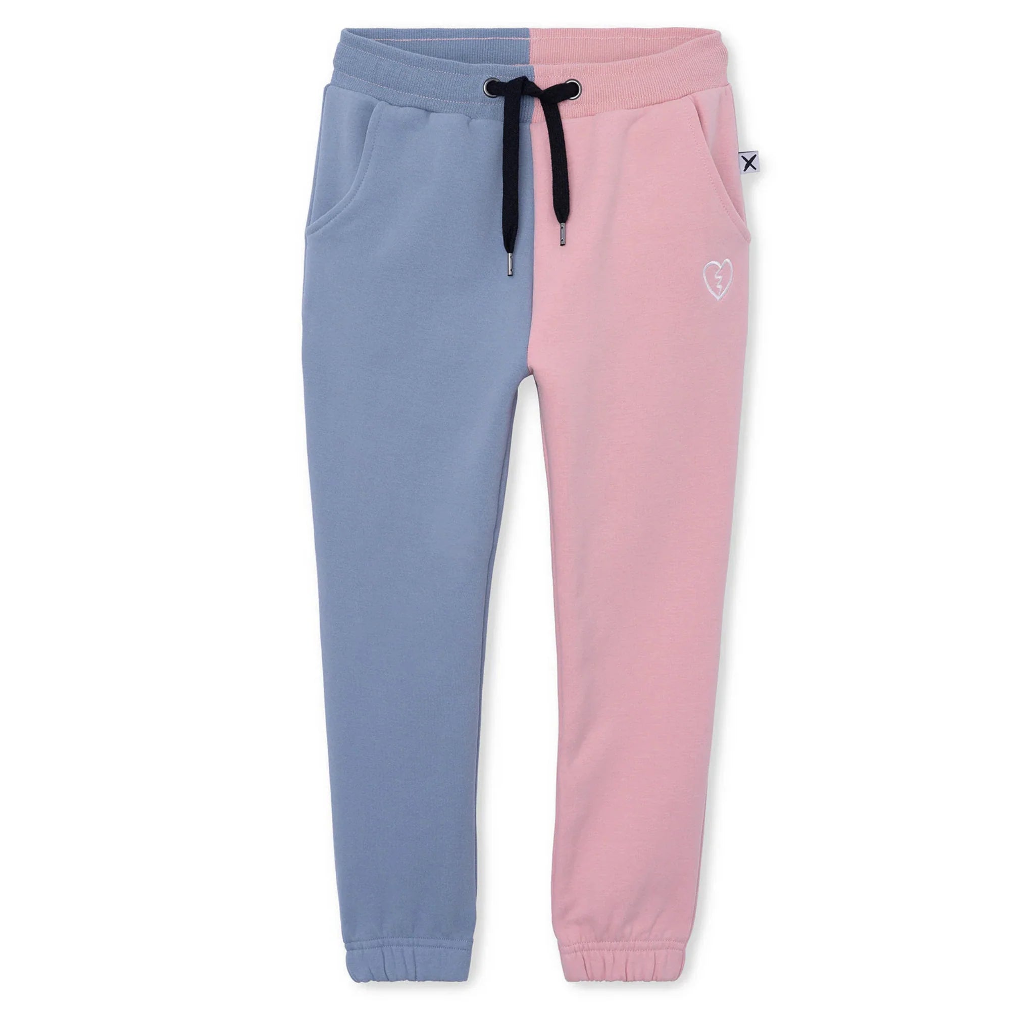 Minti Furry opposite Trackies in blue and pink