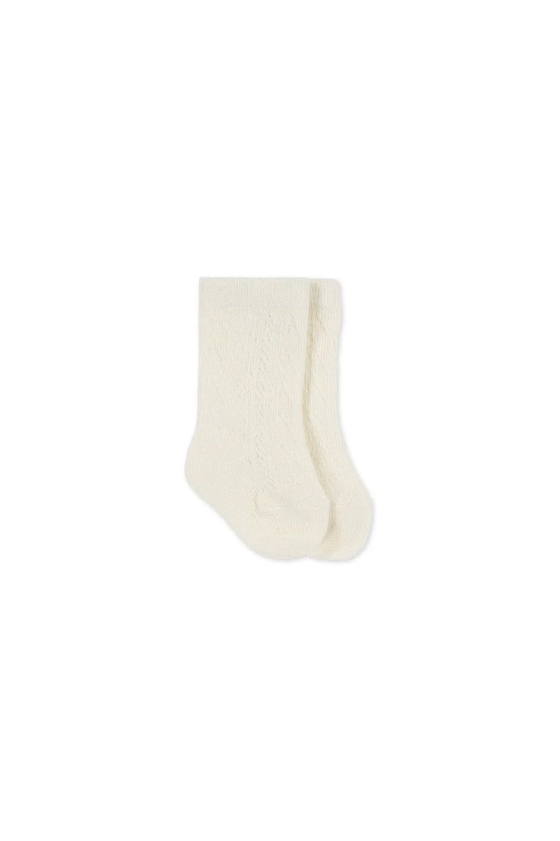 Jamie Kay cable weave knee high socks - plaster in cream