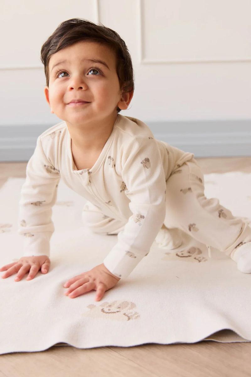 Jamie Kay Organic Cotton Reese Zip Onepiece - Sasha Puppy Tofu