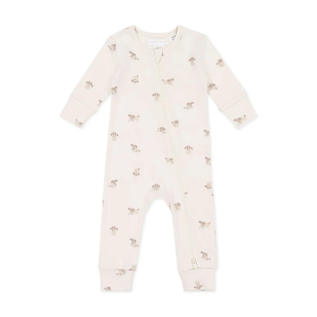 Jamie Kay Organic Cotton Reese Zip Onepiece - Sasha Puppy Tofu