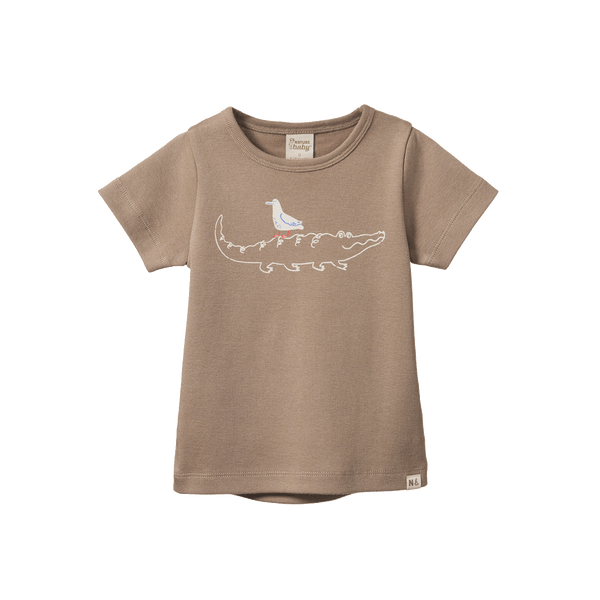Nature Baby River Tee Curious Crocodile Print in Multi