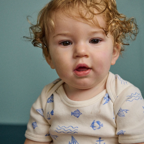 Nature Baby Short Sleeve Bodysuit Atlantic Print in Multi