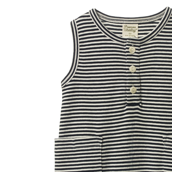 Nature Baby Camper Suit Navy Stripe in Navy