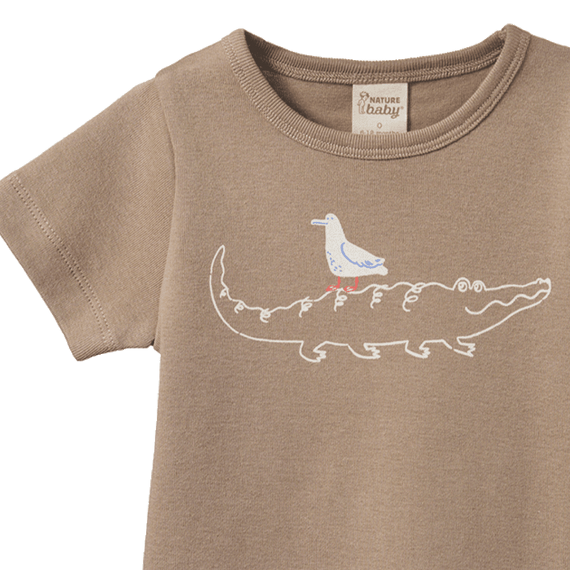 Nature Baby River Tee Curious Crocodile Print in Multi