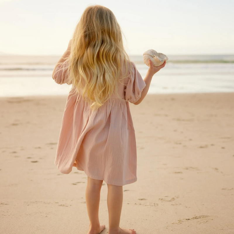 Nature Baby Albertine Dress Rose Dust Crinkle in Pink