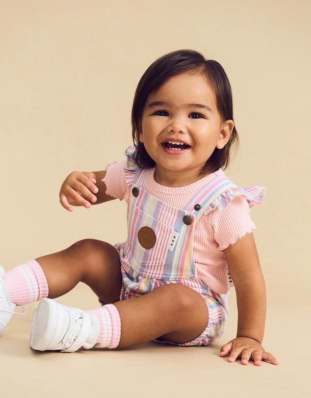 Huxbaby Rainbow Stripe Bubble Onesie Rainbow Stripe in Multi