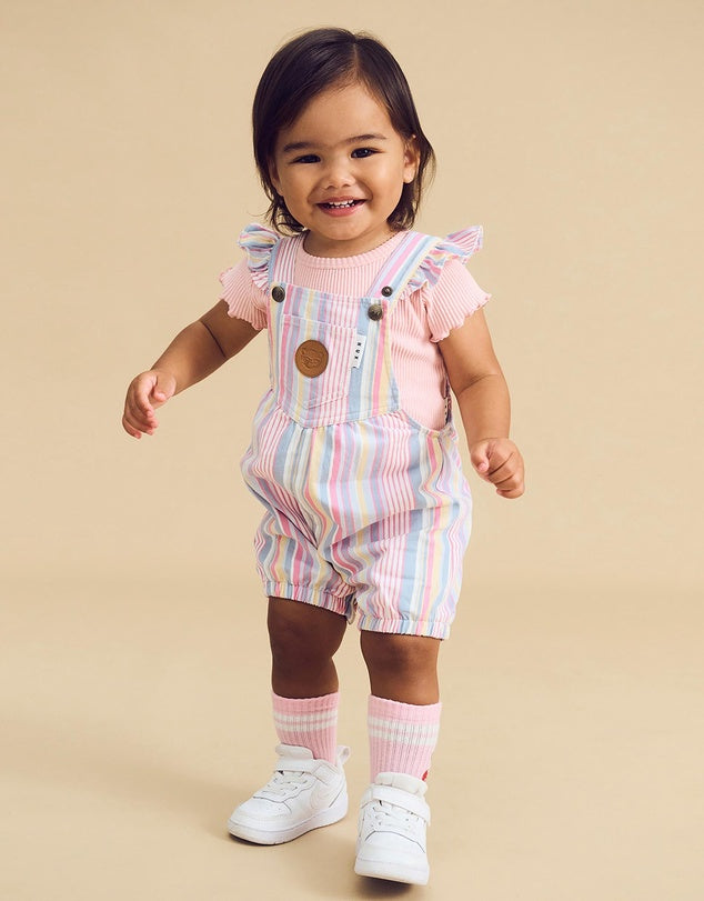 Huxbaby Rainbow Stripe Bubble Onesie Rainbow Stripe in Multi