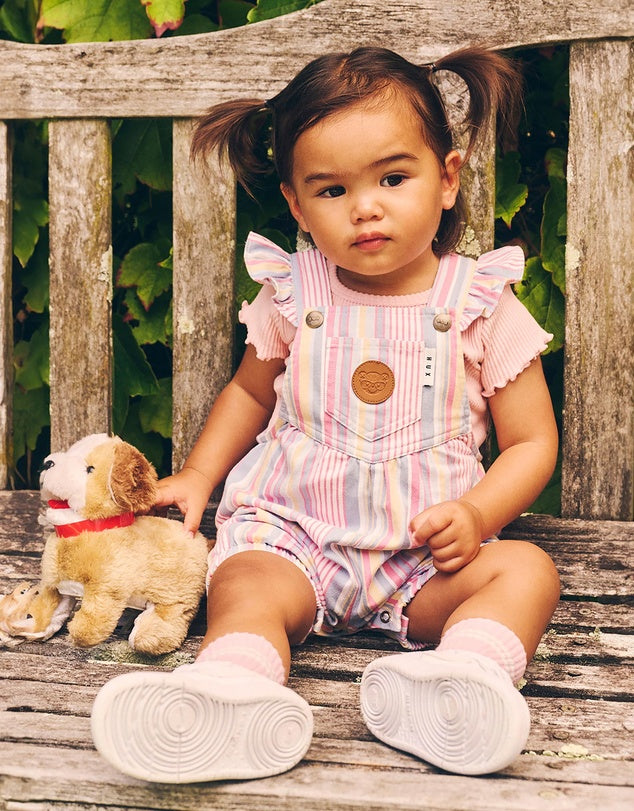 Huxbaby Rainbow Stripe Bubble Onesie Rainbow Stripe in Multi