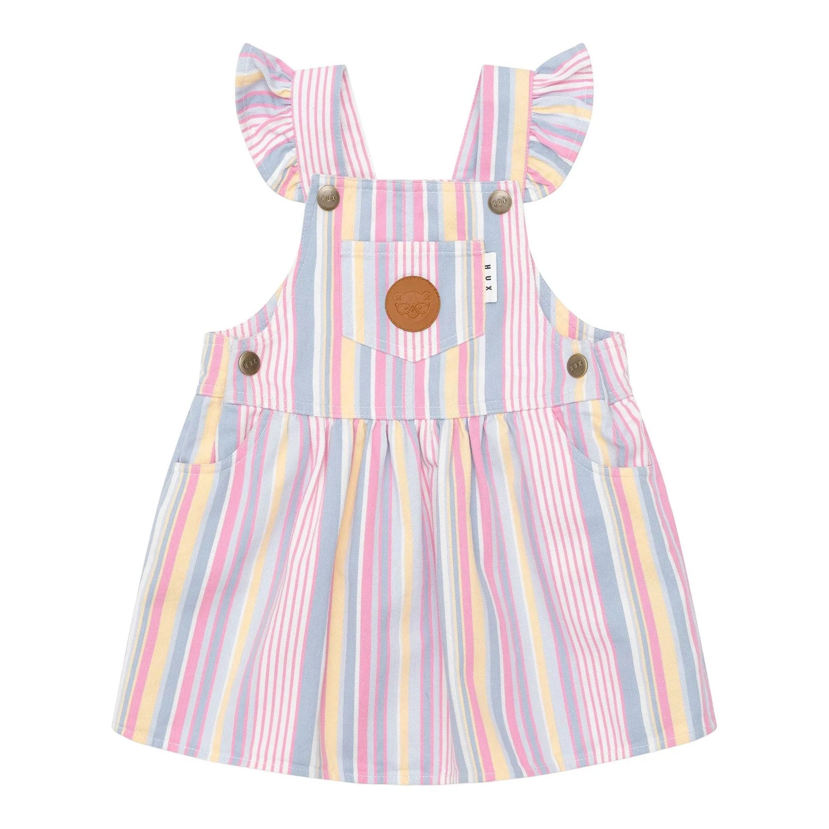 Huxbaby Rainbow Stripe Pinafore Dress Rainbow in Multi