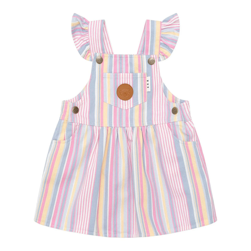 Huxbaby Rainbow Stripe Pinafore Dress Rainbow in Multi