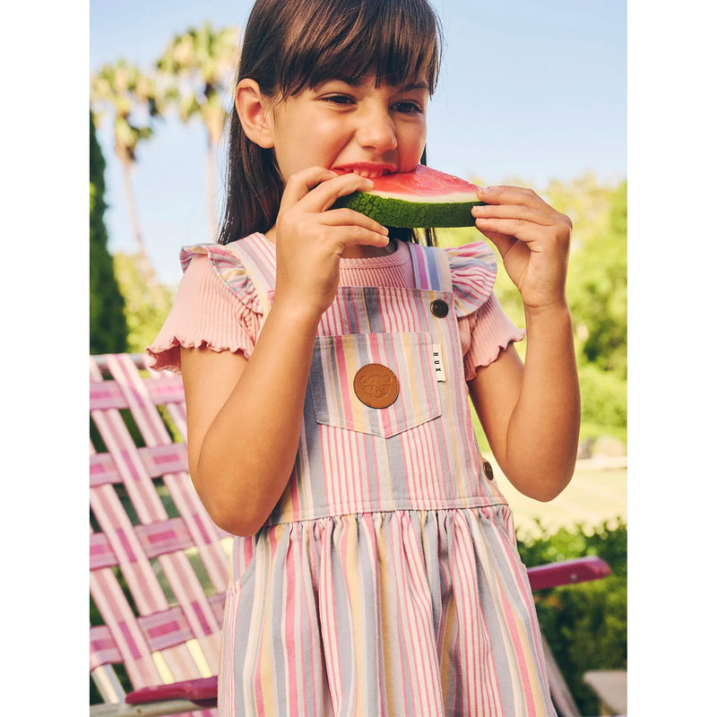 Huxbaby Rainbow Stripe Pinafore Dress Rainbow in Multi