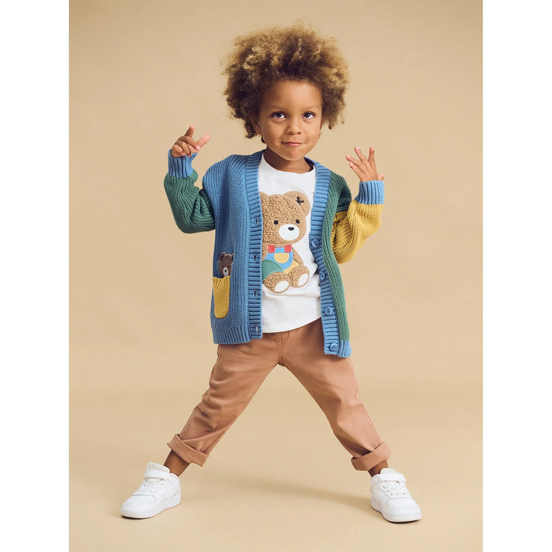 Huxbaby Hidden Hux Fisherman Rib Cardi in Multi