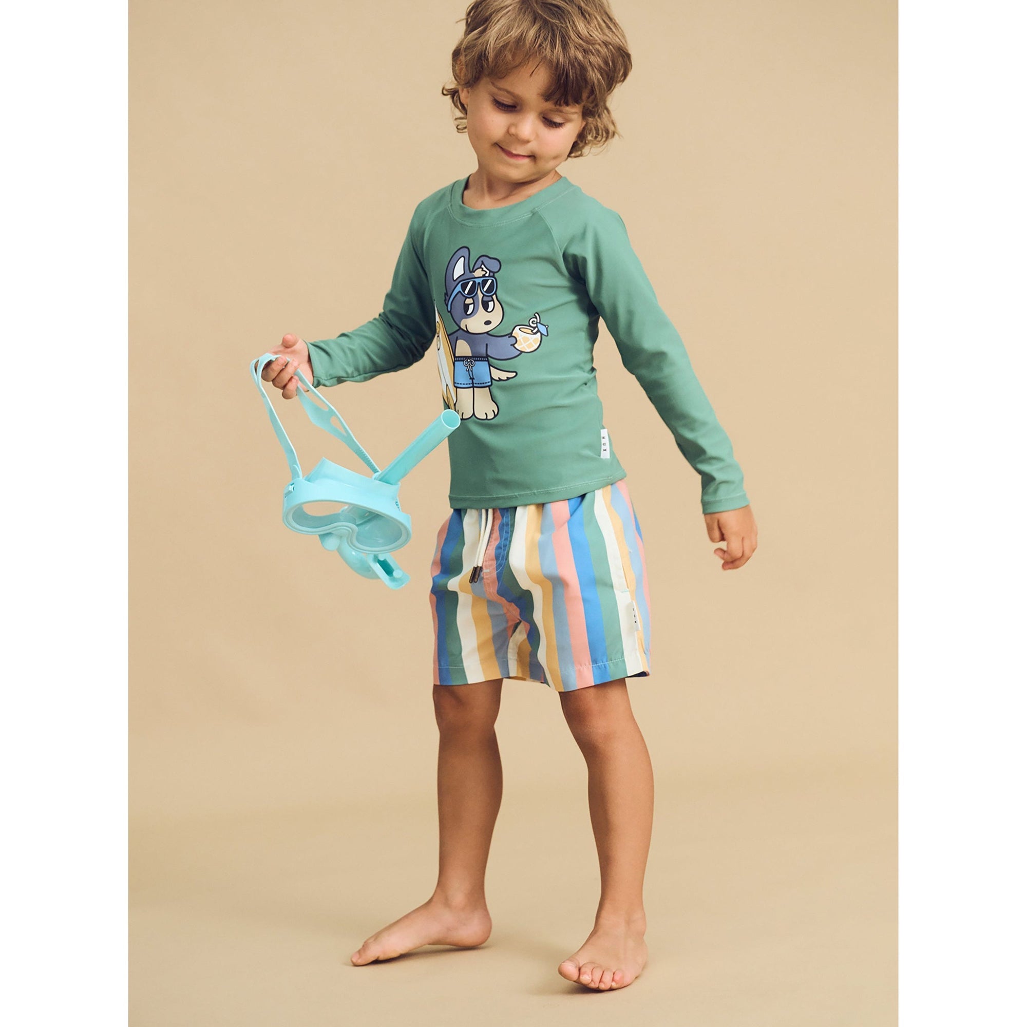 Huxbaby Vintage Stripe Swim Short Multi Stripe in Multi