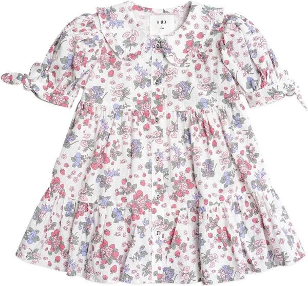 Huxbaby strawberry garden tiered smock dress