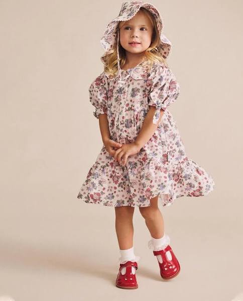 Huxbaby strawberry garden tiered smock dress