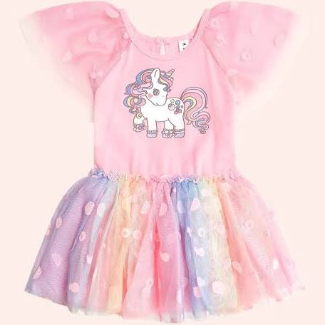 Huxbaby Rainbow Unicorn Tulle Dress