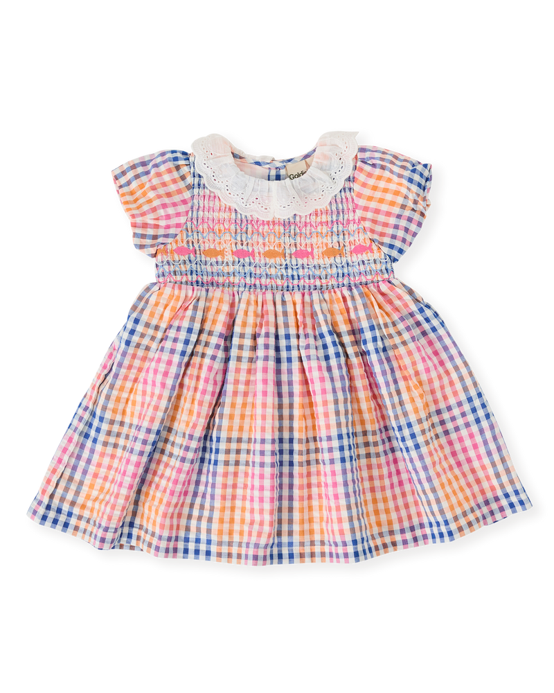 Goldie + Ace Rainbow Gingham Flo Smocked Dress