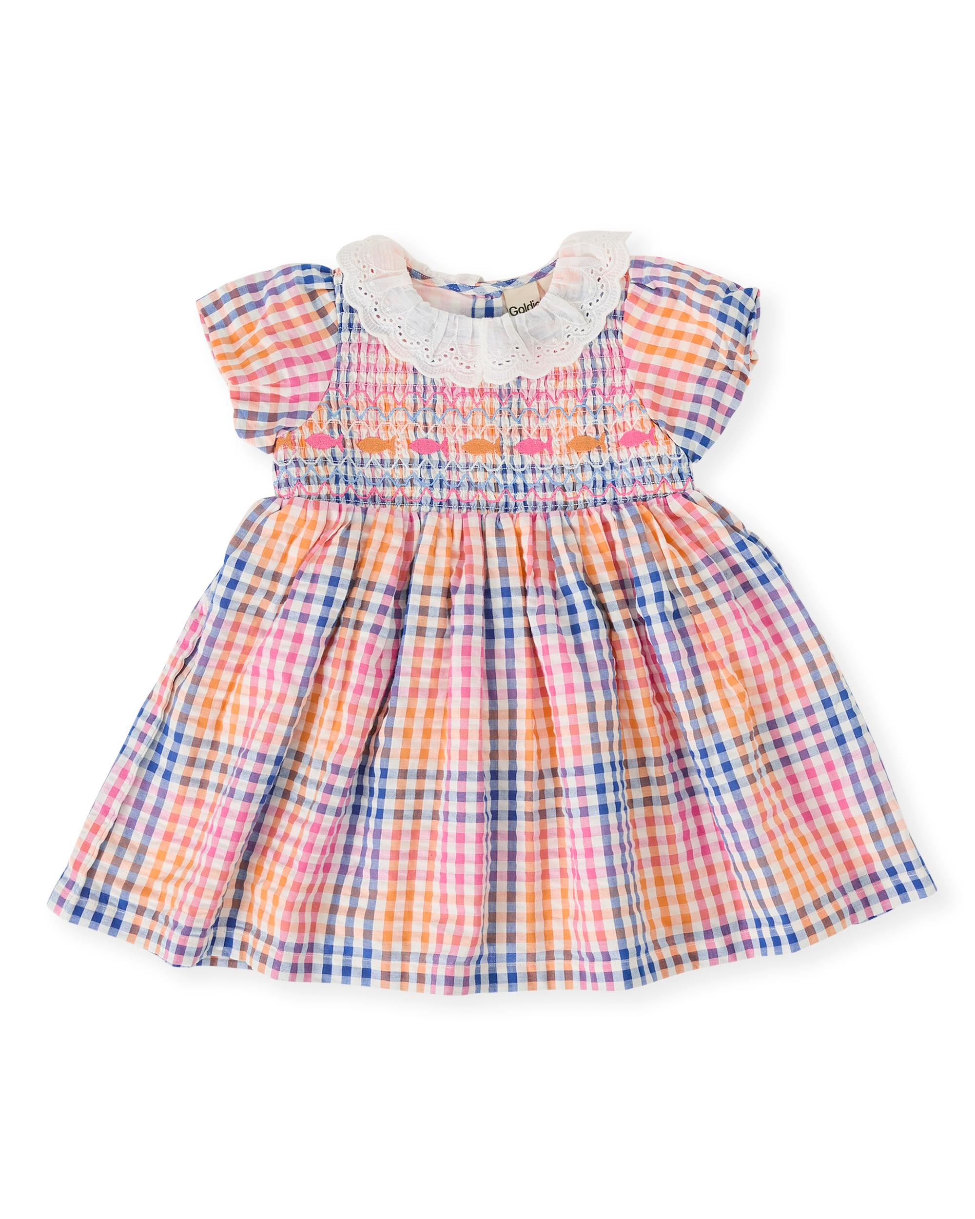 Goldie + Ace Rainbow Gingham Flo Smocked Dress