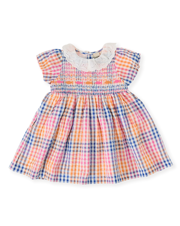 Goldie + Ace Rainbow Gingham Flo Smocked Dress