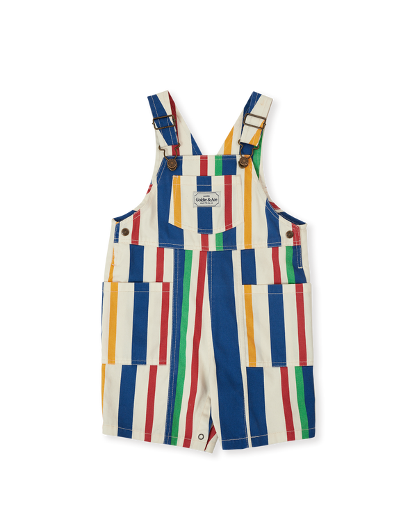 Goldie & Ace 90’s bold stripe burton short leg denim pocket overalls