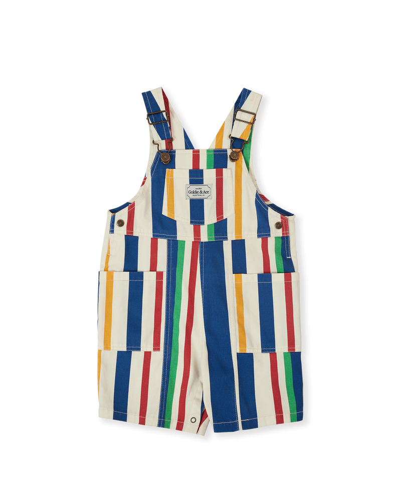 Goldie & Ace 90’s bold stripe burton short leg denim pocket overalls