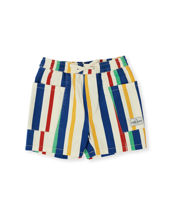 Goldie & Ace 90’s bold stripe Noah denim pocket shorts